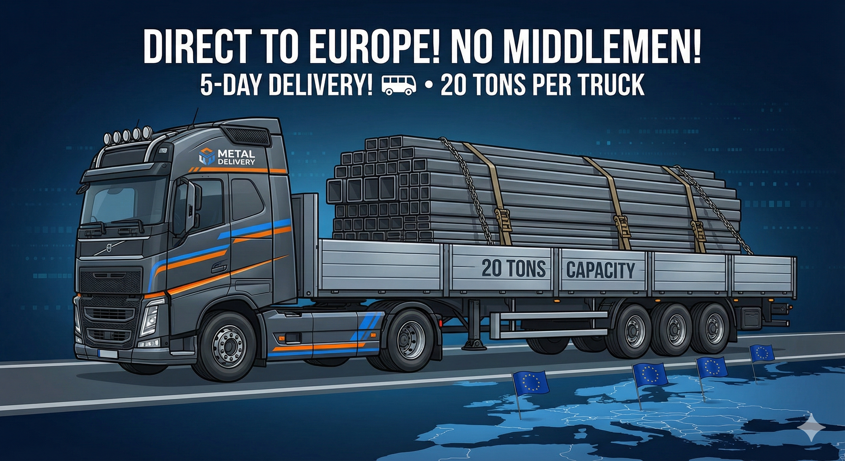 Metal Delivery Truck going to Europe